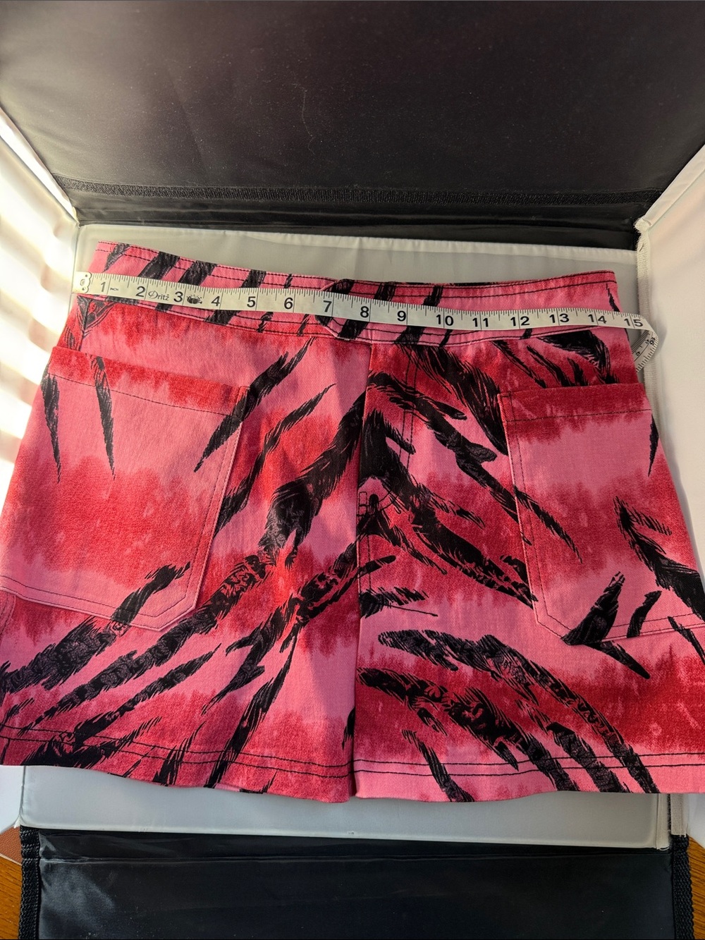 I.AM.GIA Pink & Black Printed Denim Skirt